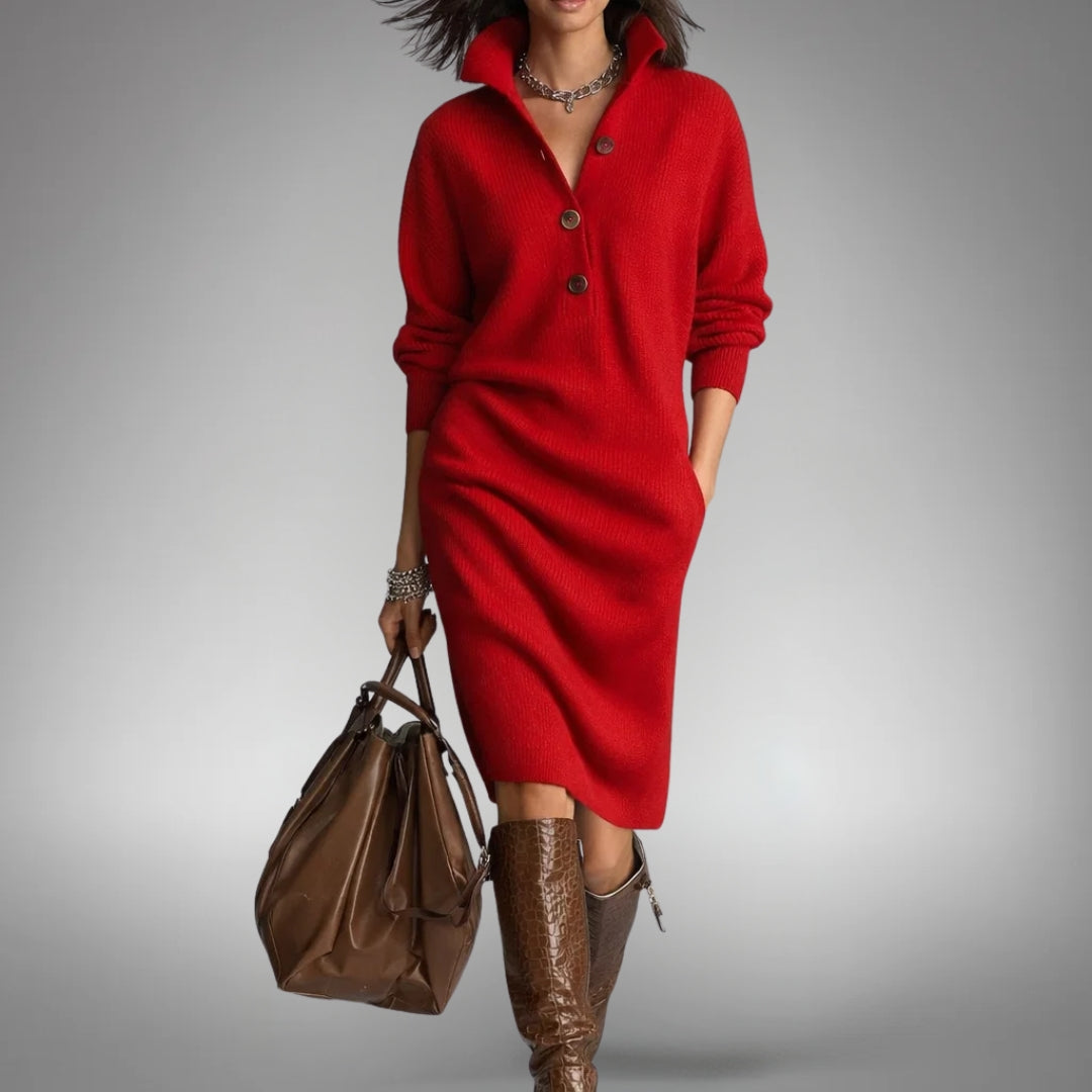 JUDITH | Elegant Button Midi Dress