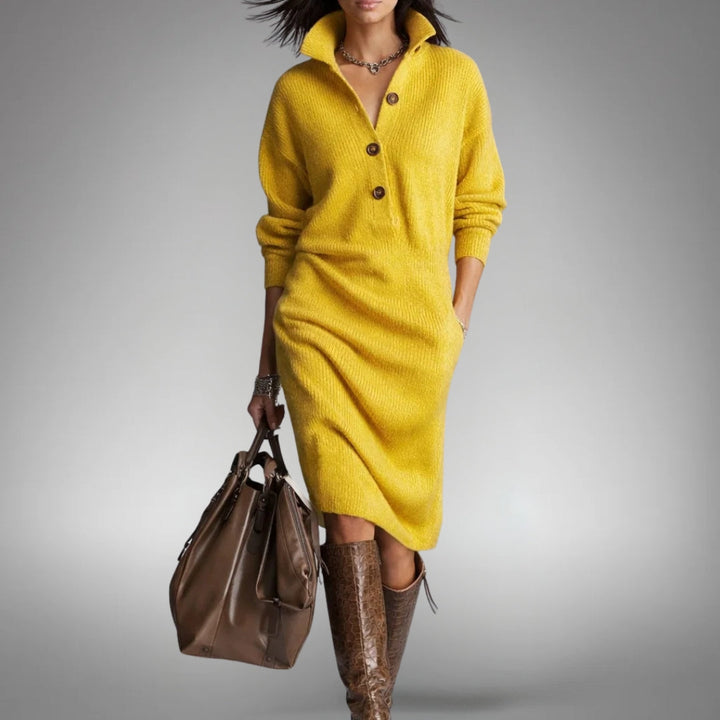 JUDITH | Elegant Button Midi Dress
