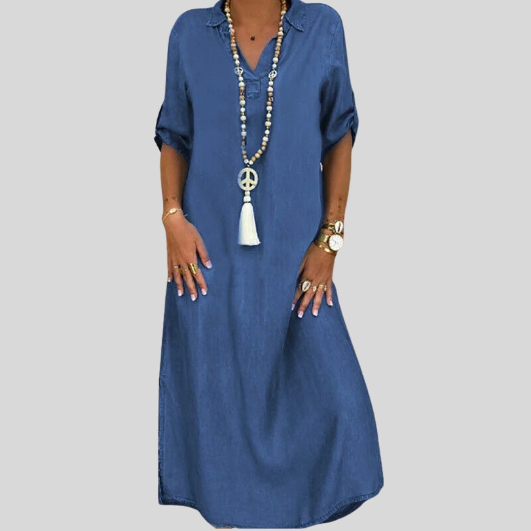 Malene™ | Comfortable Shirt Dress in Denim