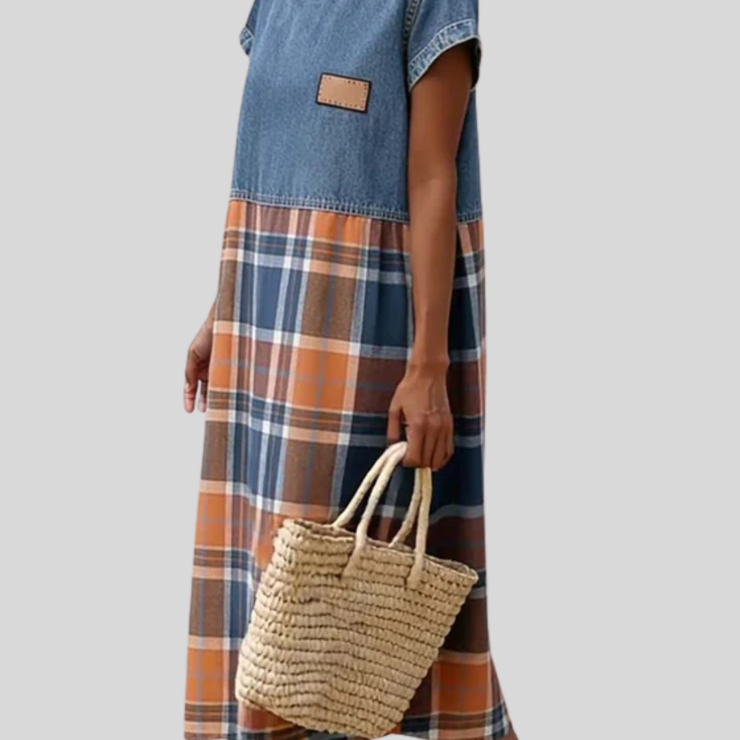 Alyssae™ | Casual Denim Patchwork Dress