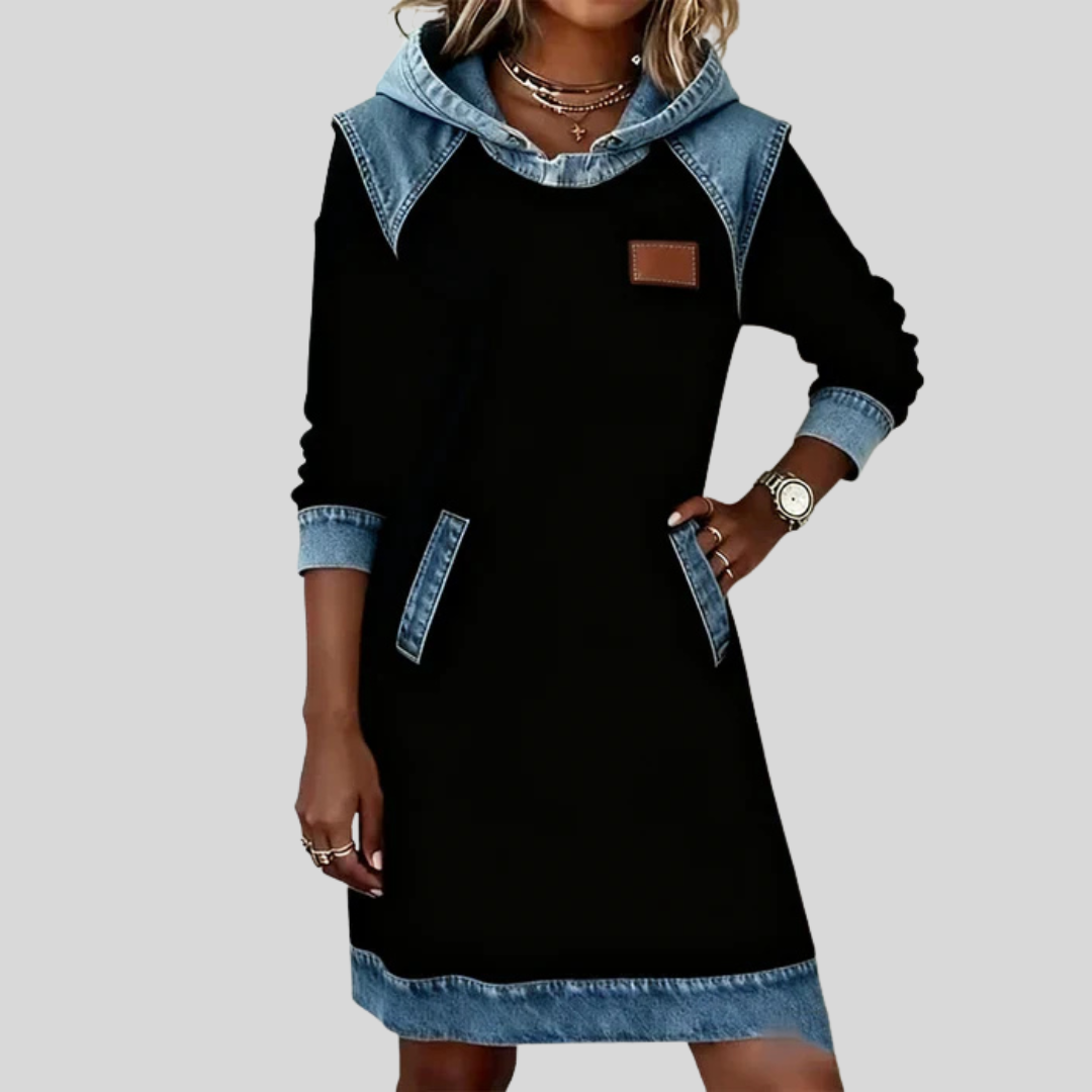 Charlotte™ | Cozy Contrast Hooded Dress