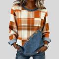Sandrine™ | Autumn Plaid Patchwork Art Sweatshirt