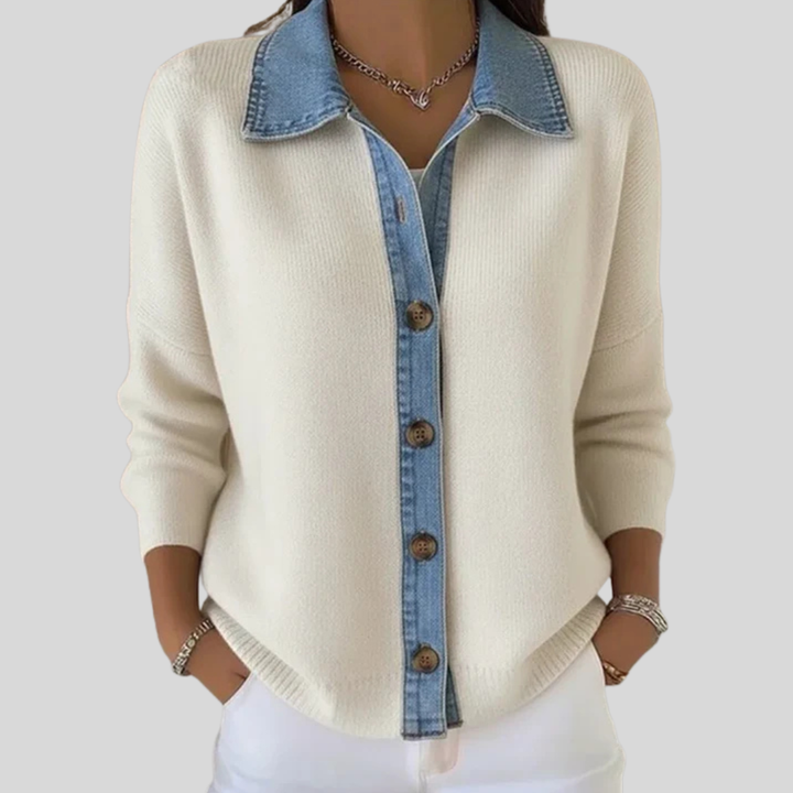 Lucia™ |  Knit Denim Collar Sweater