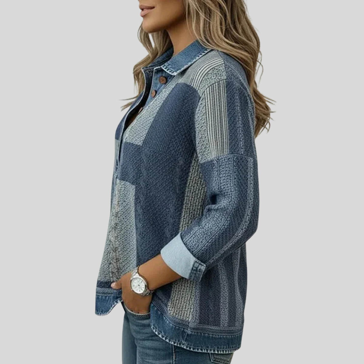 Vavina™ | Colorblock Print Sweatshirt