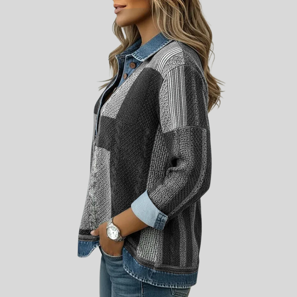 Vavina™ | Colorblock Print Sweatshirt