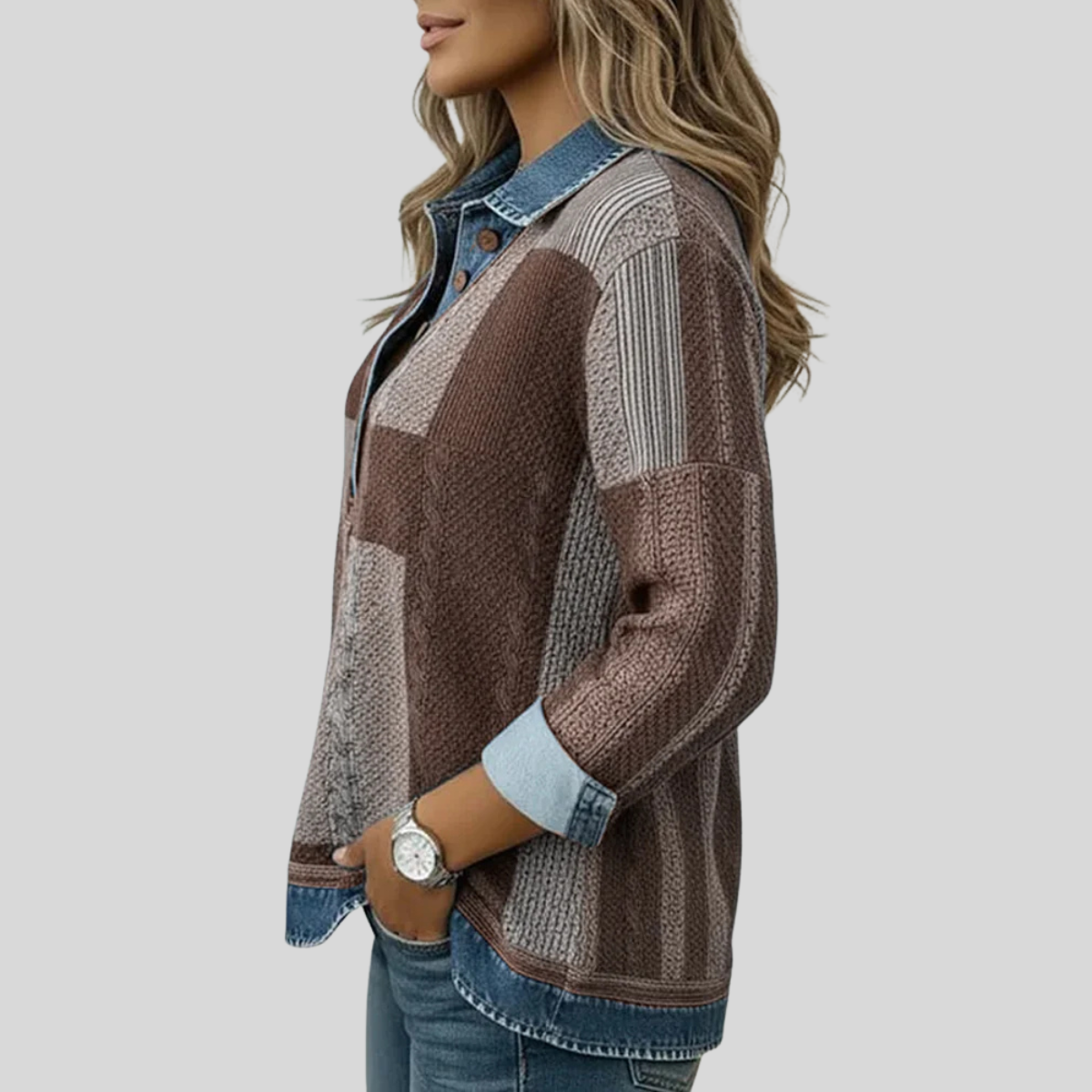 Vavina™ | Colorblock Print Sweatshirt