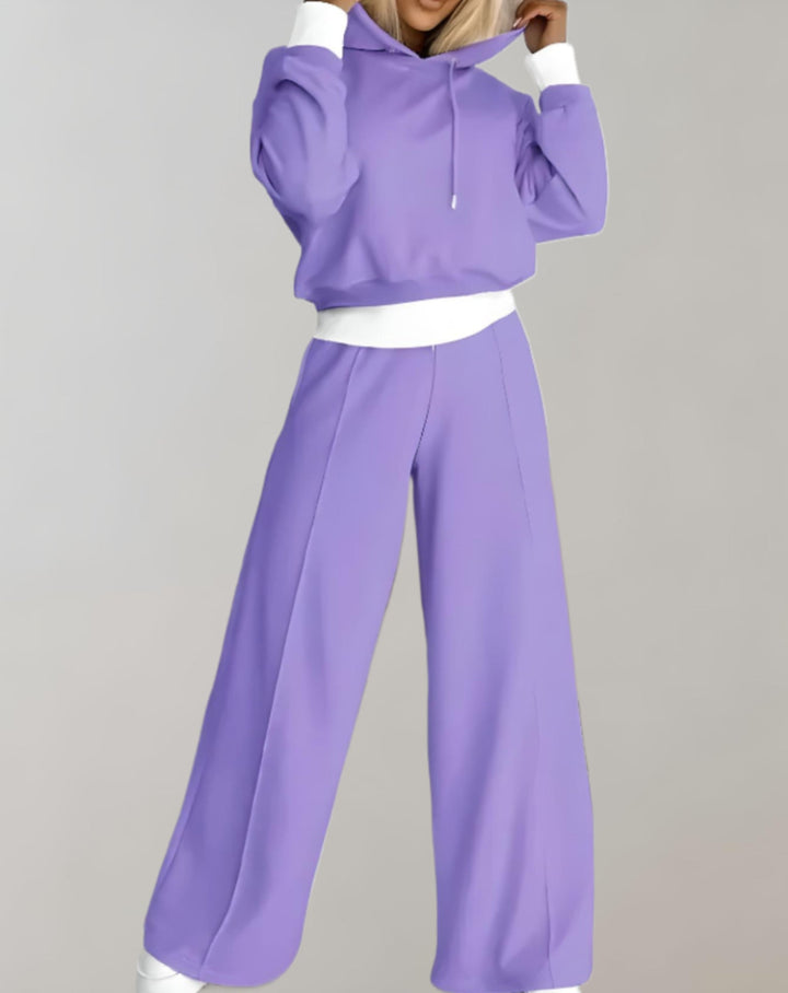 Nina | Two-piece set: hooded jumper and wide-leg trousers